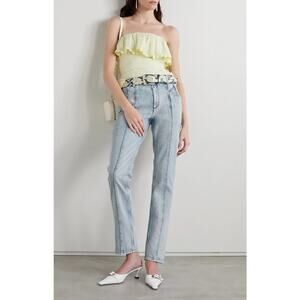 Isabel Marant Women’s 14 Laora Mid-Rise Slim-Leg Light Wash Blue Denim Jeans New